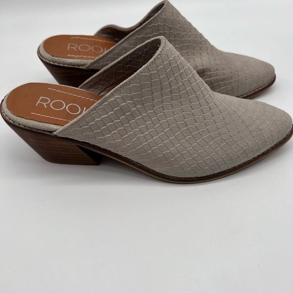 ROOLEE Helen Textured Mule in White Smoke - Picture 1 of 10